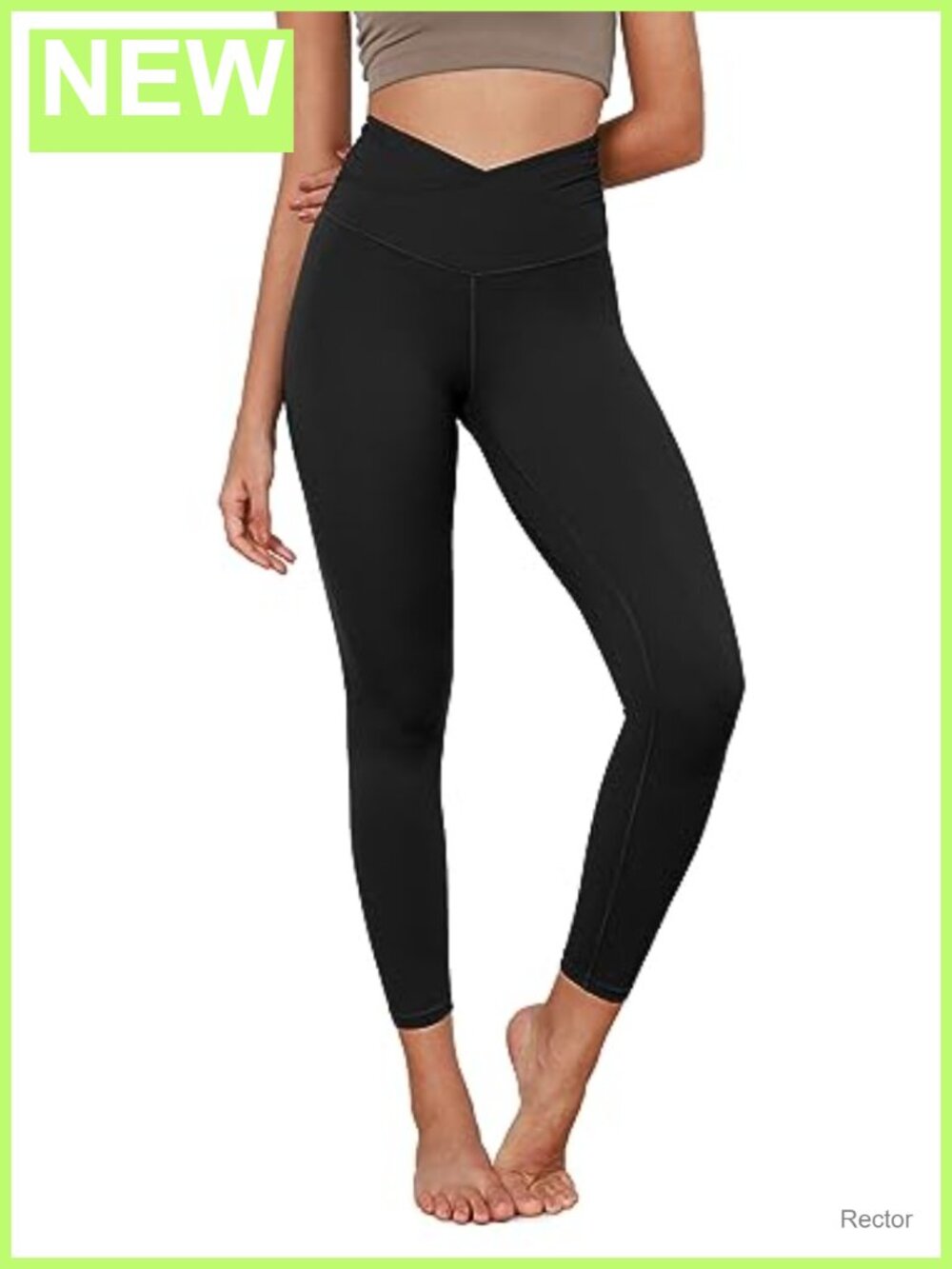 Women's Cross Waist Yoga Leggings Inner Pocket 25" Inseam High Rise Workout